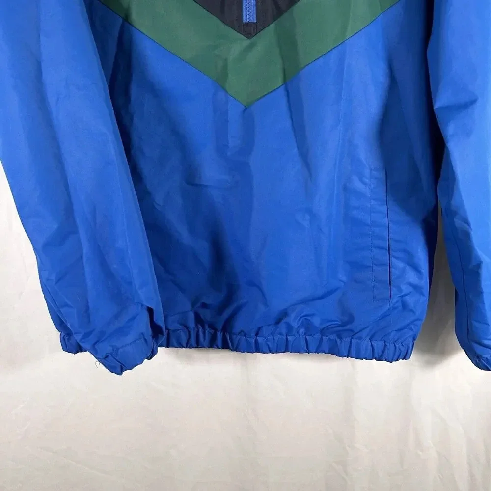 Members Only Jacket Men's Small Blue Green Hooded Pockets 1/4 Zip Pullover